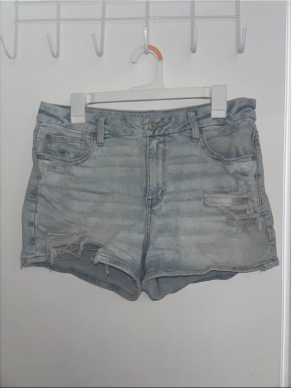 American Eagle Outfitters Light Wash Distressed Denim Shorts
